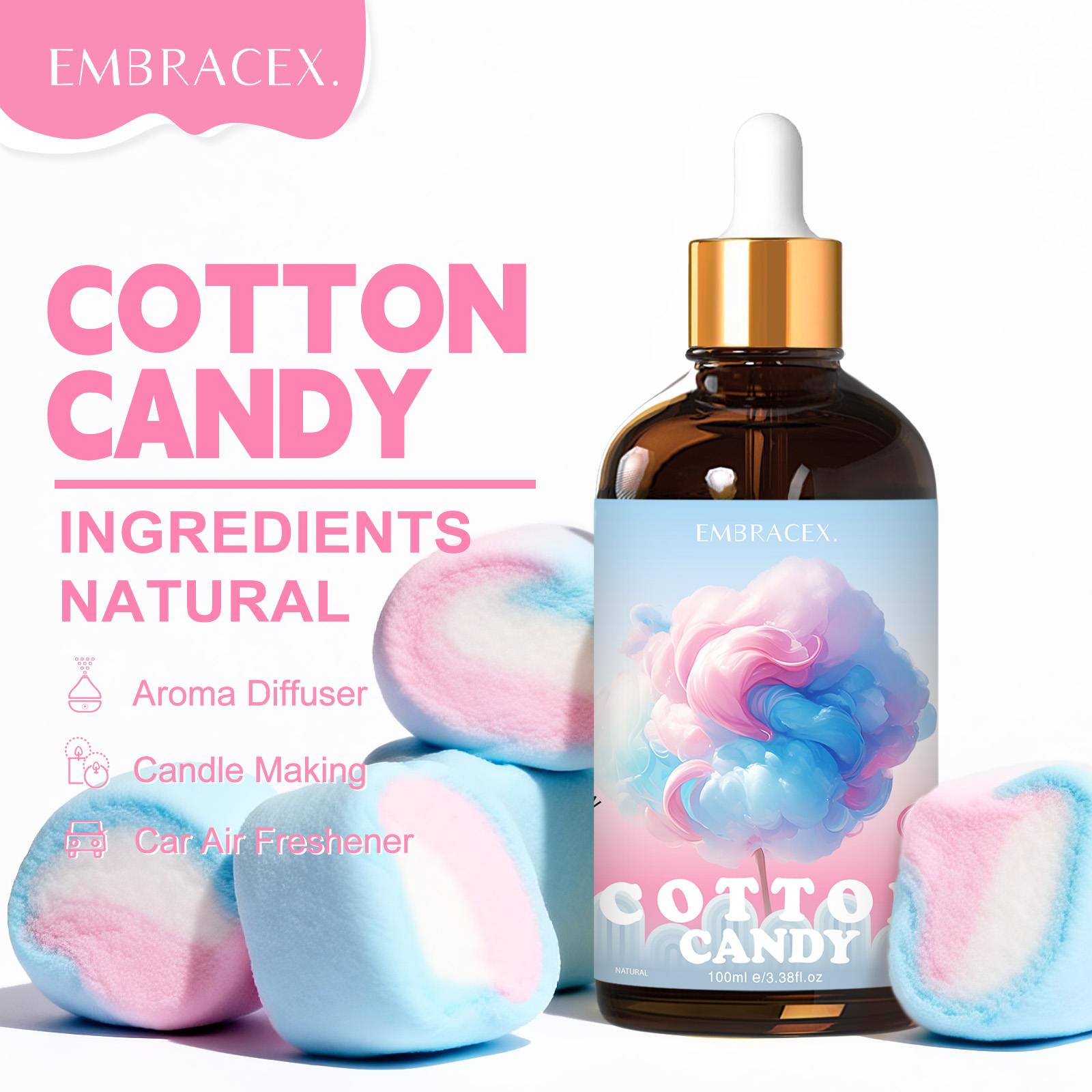 Home Fragrance Gift - 100ml Zuckerwatte-Duftöle für Diffusoren und Kerzenherstellung,