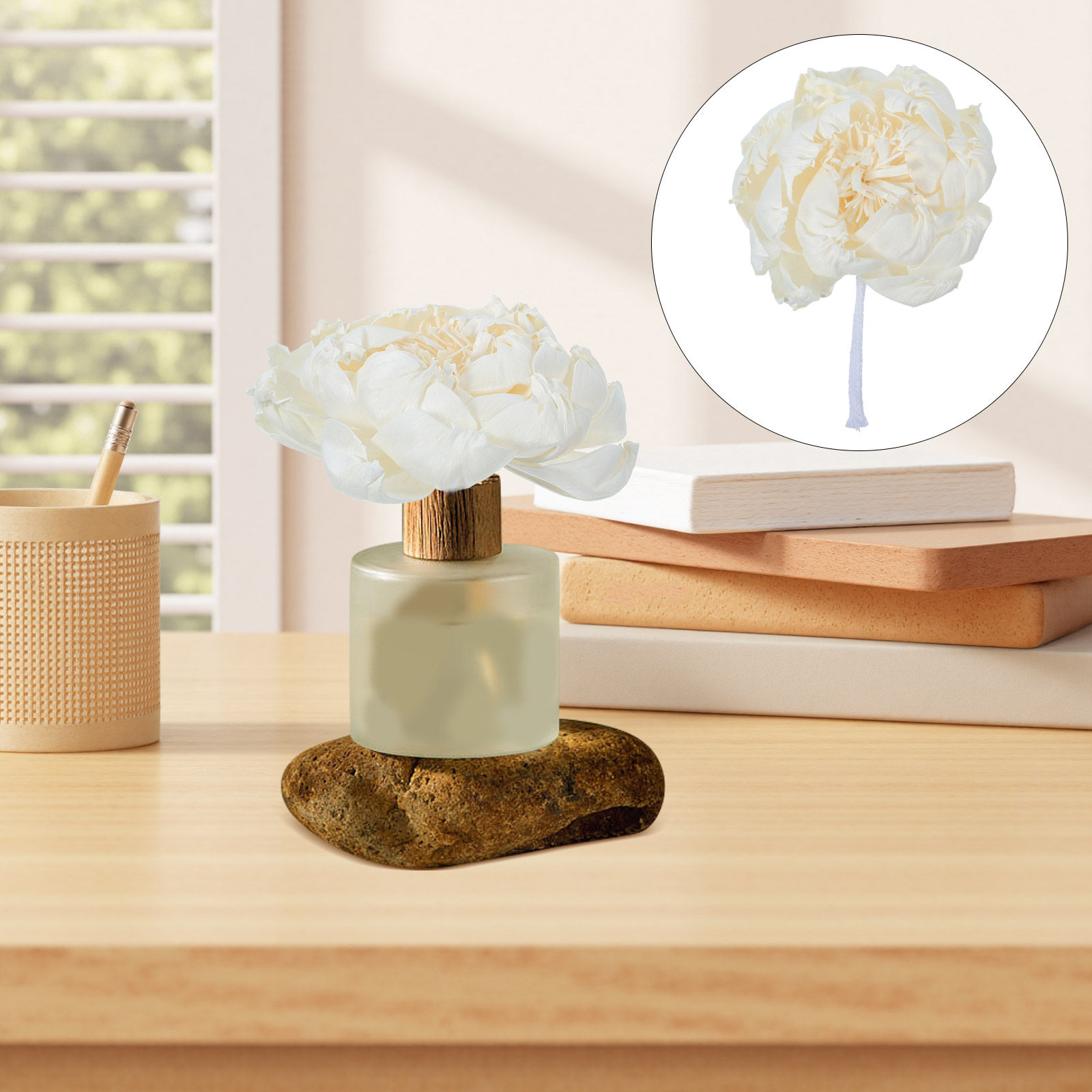 Home Fragrance Usa - Pfingstrosenkopf-Duftdiffusor 12 cm, künstliche Pfingstrosenblüten, duftender