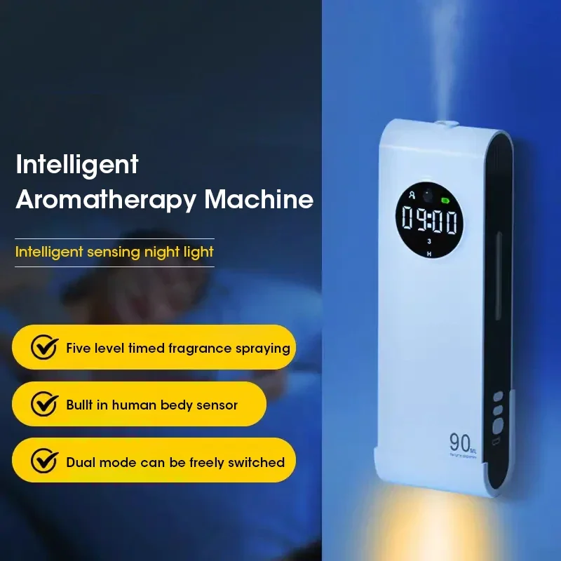 Home Fragrance Oud - Automatisches Sensor-Aromatherapiegerät mit Nachtlicht, wiederaufladbarer Raumduft,